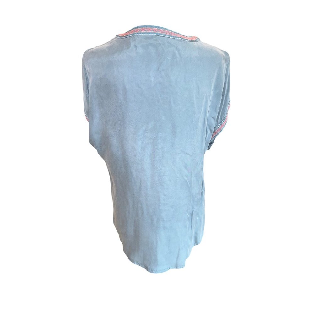 John Mark Soft Chambray Blue Button Boho Blouse E… - image 4